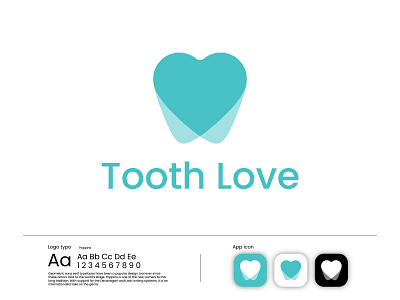 Logo-Tooth Love app branding dental dental clinic design health illustration logo love minimal tooth