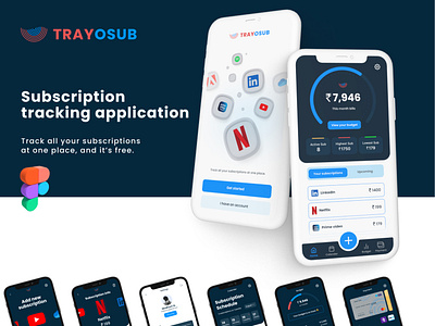 TRAYOSUB - Track your subscriptions - UI/UX Design app app design design figma mobile app design mobile ui subscription tracker track subscription ui design uiux uiux design user experience design user interface design