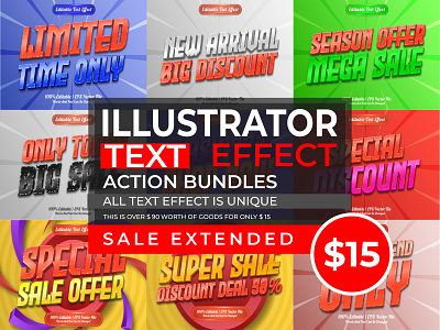 9 Illustrator Text Effect Bundle