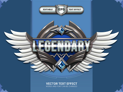 Legendary Achievement Game Badge with Editable Text Effects 3d abstract background badge design editable text effect elegnt element emblem esports font effect game game text effect illustration kingdom legendary logo text effect typeface ui