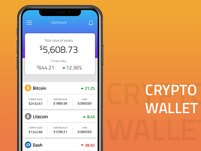 Crypto Wallet app banking crypto currency digital finance iphonex money payments ui ux wallet