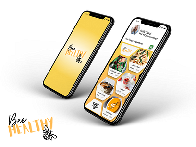 BeeHealthy app bee food app healthy healthyfood mobile app mobile ui mockup ui ux yellow