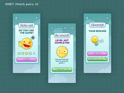 Game UI. Onet app design emoji game game ui mobile app mobile app design mobile ui ui