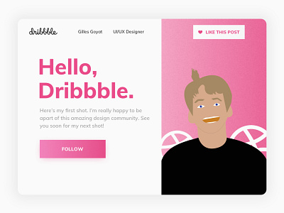 Hello, Dribbble! design firstshot gradient hello hellodribbble hero section illustration minimal ui userexperience userinterface ux webpage