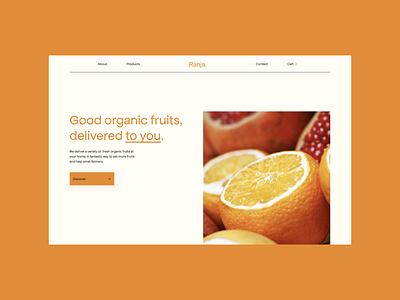 Ranja. - Fruits delivered at home colorful colorful design delivery design fruit hero minimal orange ui