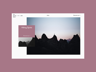 Hiking Spots - Hero 365project design hero minimal pink ui uiux userinterface ux uxui webdesign