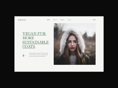 Krusa® - Sustainable Coats coats design green hero minimal photo ui uiux userexperience userinterface ux uxui vegan webdesign