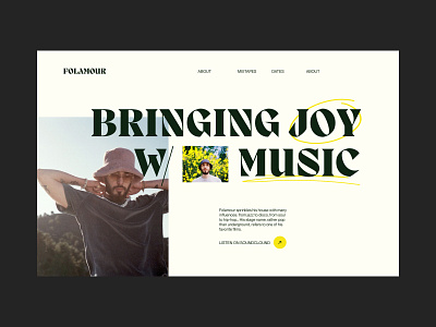 Folamour biographic website hero colorful green music ui userinterface webdesign yellow