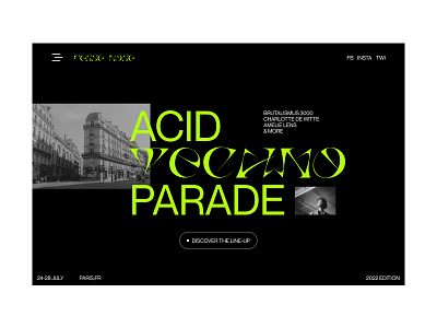 Acid Techno Parade acid dark design experimental green grey hero music photos techno ui