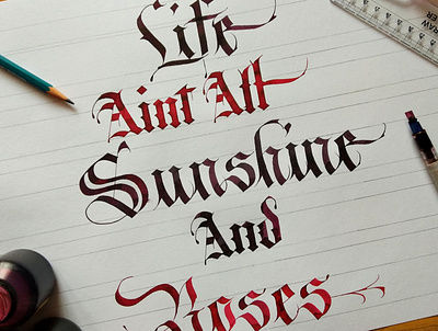 Life ain't all sunshine and roses. branding calligraphy calligraphy and lettering artist calligraphy artist calligraphy font calligraphy logo design handwritten font handwrittenfont illustration karma tattoo art typography vector