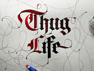 Thug Life calligraphy calligraphy and lettering artist calligraphy artist calligraphy font calligraphy logo design handwritten font handwrittenfont illustration karma tattoo art tattoo design typography