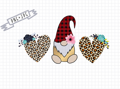 One little Santa with leopard heart design digital print illustration sublimation design