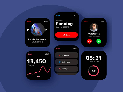 Smartwatch UI app design fitness smartwatch ui ux