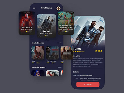 Movieknight Home screen app app design design movie app movie theater ui ux