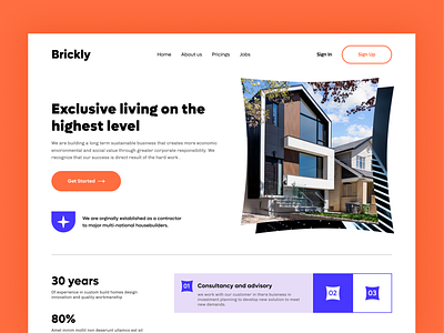 Brickly - Real Estate landing page design minimal design real estate ui ux web design webpage website website design