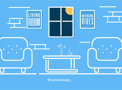 Living Room design flat icon illustration minimal