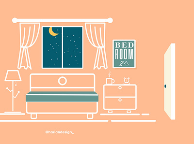Bed Room design flat illustration minimal vector website
