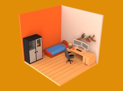 Low Poly Bed Room