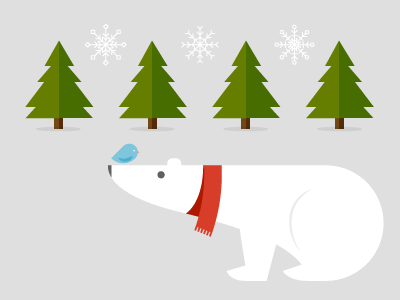 Holiday Illustrations bird christmas holiday illustration polar bear simple snow tree winter