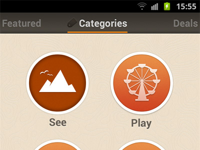 Categories android buttons categories iconography icons interface orange pictograms press sate