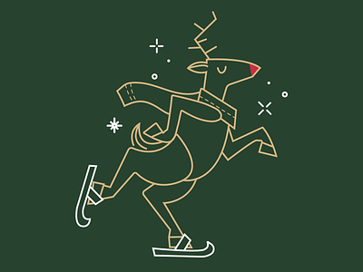 Ice Skater Reindeer 2021 branding christmas christmas tree design graphic design happy holidays holidays ice skating illustration merry plane crazy reindeer rudolf skating snow vector workfromhome world of christmas