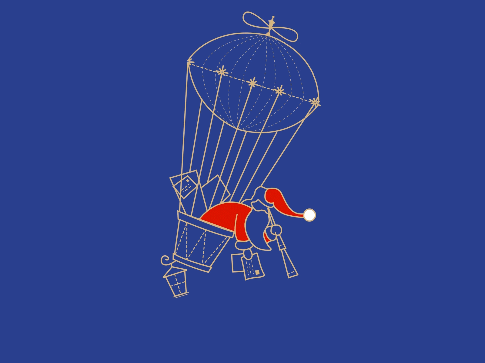 Santa's Always on Time binoculars branding christmas design gif gifts graphic design hot air balloon illustration plane crazy santa vector workfromhome world of christmas