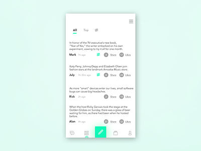 Feed Concept accents firts shot minimal ui ux white