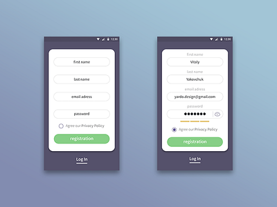 Simple registration form concept concept interactions mobile ui ux