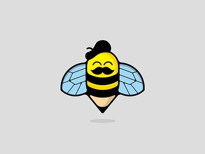 Pencilbee bee character design logo logo design mascot character mascot design pencil
