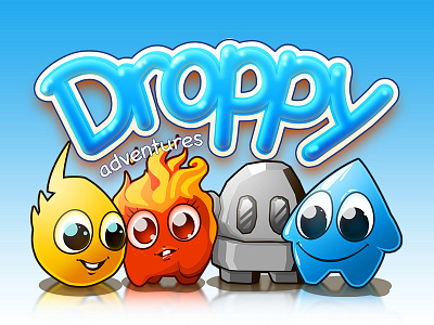 Droppy adventures game illustration ios ipad iphone vector