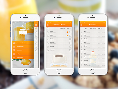 Good morning "Sunny morning" app application breakfast design friends good ios mood morning orange positive