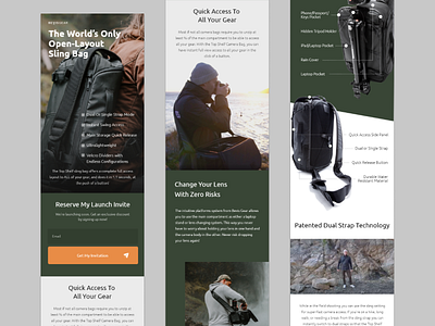 📷Top Shelf Camera Bag design interface mobile ui website