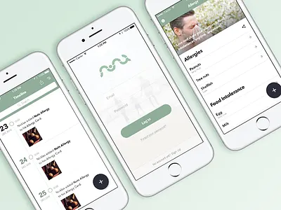 Healthcare for family allergies app green healthcare ios iphone login medical mobile presentation timeline ui ux