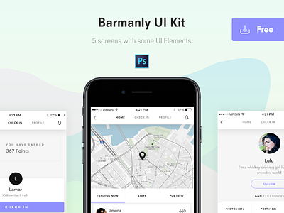 Updating Portrait - Barmanly UI Kit app download elements free freebie ios iphone kit photoshop screens ui