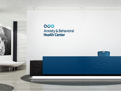 Anxiety & Behavioral Health Center Office Signage a ambigram b blue brand brand design branding environmental graphics healthcare healthcare logo identity logo logo design mental health office design office signage signage wave