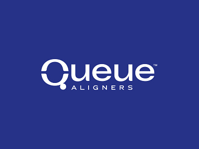 Queue™ Aligners Logo aligners blue blue and white brand brand identity branding design identity logo logo design logotype orthodontics orthodontist q queue white