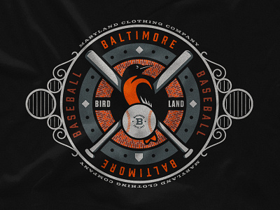 Maryland Clothing Co Bird Land Illustration american apparel baltimore baseball baseball bat bird illustration maryland oriole sports tee tshirt