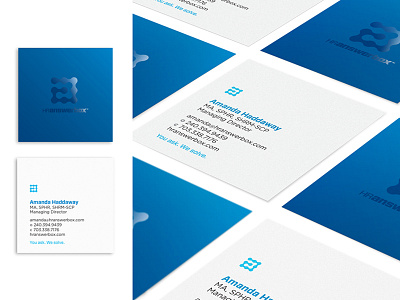 HR Answerbox Business Cards a blue brand business cards dashes dots hr human resources logo spot gloss stationery varnish
