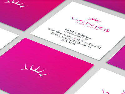 Winks Lash Lounge Business Cards beauty bermuda branding branding design business card business card design business cards eye lashes eyes lash bar lash lounge lashes logo logodesign pink stationery stationery design wink winks