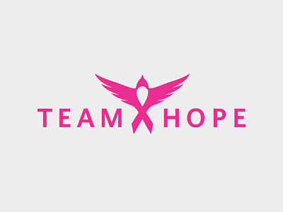 Team Hope Logo bird branding breast cancer breast cancer awareness feathers hope identity illustration logo maryland pink pink ribbon ribbon soar swallow team