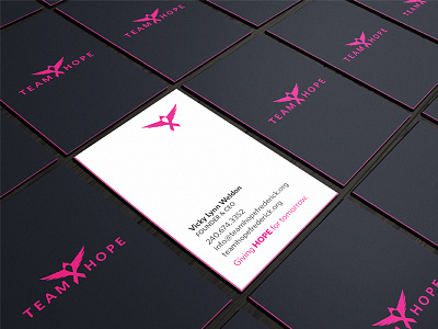 Team Hope Business Cards bird bird logo brand branding breast cancer breast cancer awareness business cards collateral collateral design design feathers identity logo pink pink ribbon ribbon stationery swallow