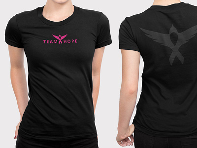 Team Hope T-shirt Design apparel apparel design bird bird logo brand branding breast cancer breast cancer awareness design feathers identity logo pink pink ribbon ribbon swallow tshirt tshirt design