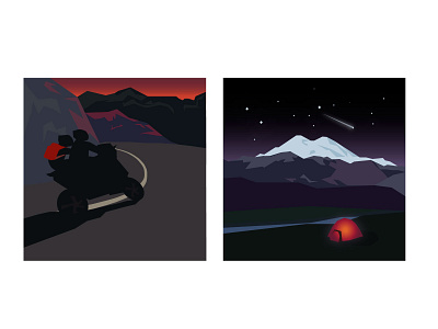 The way to Elbrus camp digital art illustration love moto mountains russia trip