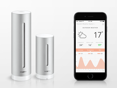 Netatmo App Redesign app application chart design flat netatmo redesign sketch station temperature weather