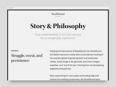 StradiSound landing page design landing page minimal simple sketch typography web website