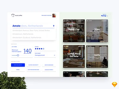 Local.coffee brief challenge coffee discover filter minimal places search ui vossier web