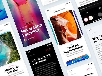 News App Concept Template — InVision Studio app article card concept invision kit news prototype story studio typography ui