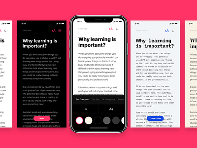 Reading Experience Filters Idea app article card concept invision kit news prototype story studio typography ui