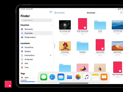 Pro Multitasking - Finder for iPad Concept animation app concept files finder interaction interaction design invision invision studio invisionapp invisionstudio ipad ipad pro multitask multitasking prototype studio tablet ui ux