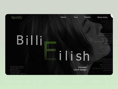 Billie Eilish website design concept billboards billie eilish black branding design green product tour ui design web design website